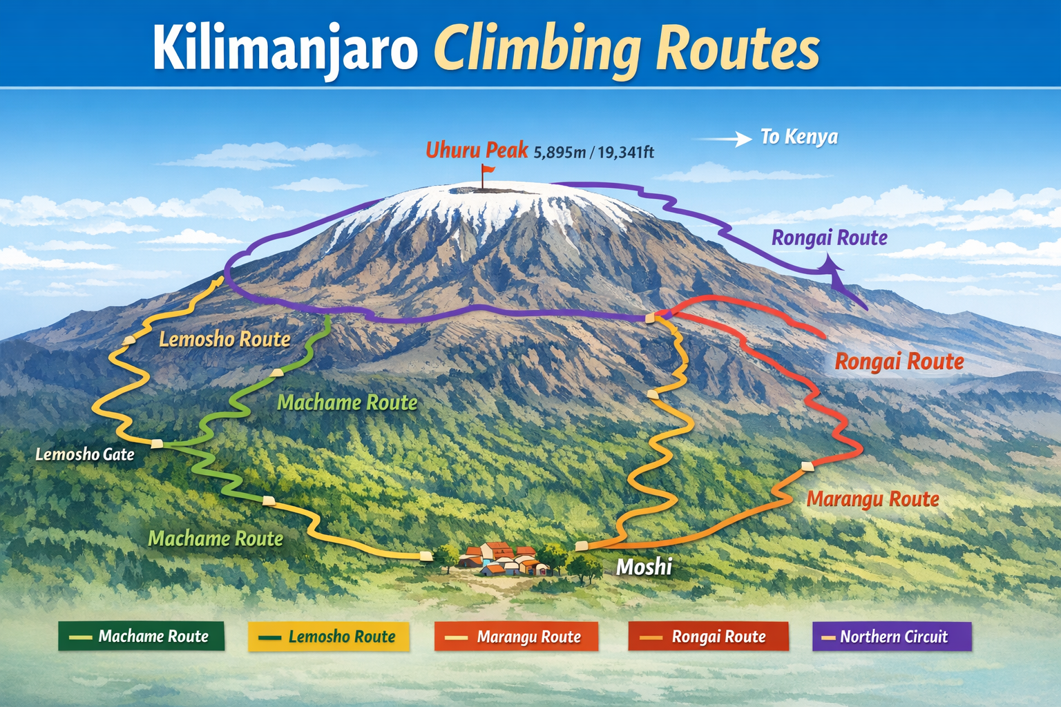 Kilimanjaro Routes Map